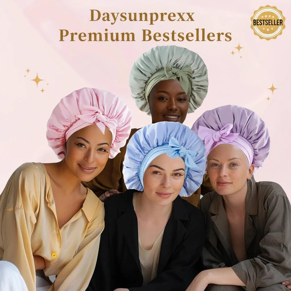 Daysunprexx Premium Silk Satin Sleep Bonnet – Hair Cap for Curly & Natural Hair, Anti-Frizz, Stay-On Night Bonnet for Women & Men – Green