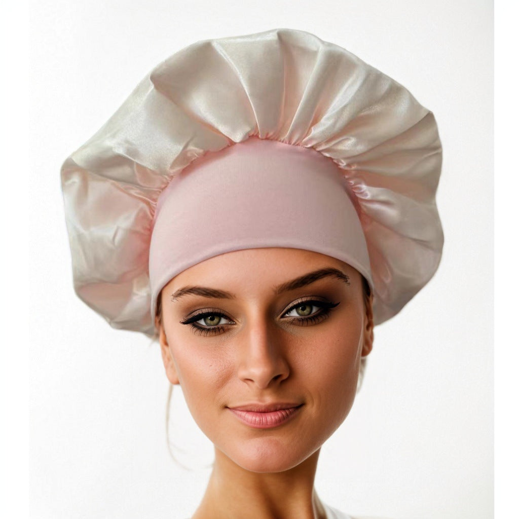 Daysunprexx Premium Wide-Brim Elastic Satin Hair Bonnet – Women’s Sleep Cap for Hair Protection, Anti-Frizz, Moisture Retention, Adjustable Beauty Headscarf