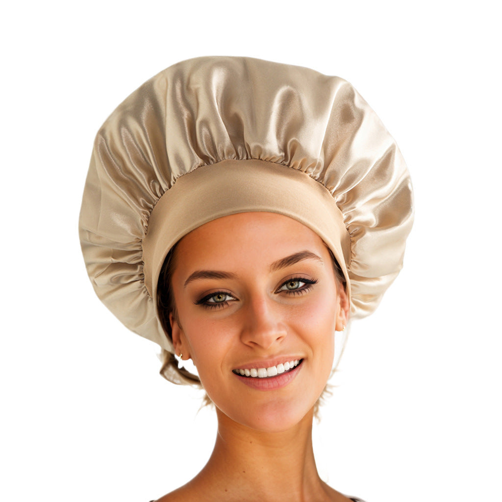 Daysunprexx Premium Wide-Brim Elastic Satin Hair Bonnet – Women’s Sleep Cap for Hair Protection, Anti-Frizz, Moisture Retention, Adjustable Beauty Headscarf