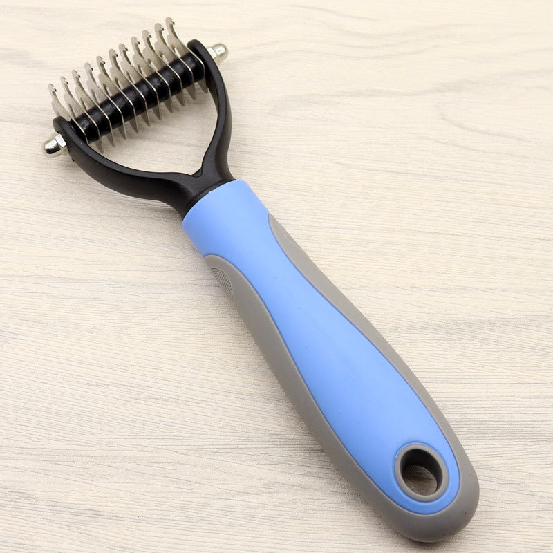 Daysunprexx™ Double-Sided Dog & Cat Dematting Comb – Stainless Steel De-Shedding Grooming Tool (Blue/Pink)