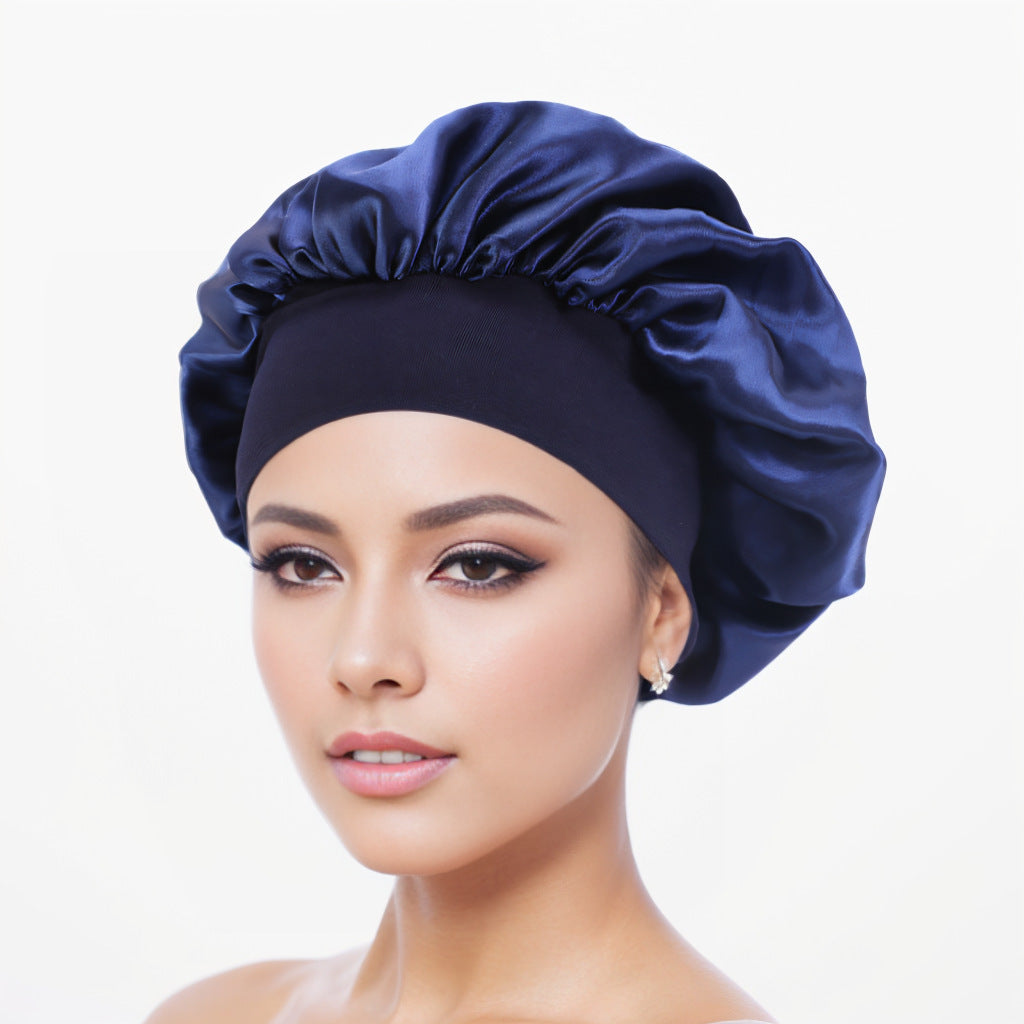 Daysunprexx Premium Wide-Brim Elastic Satin Hair Bonnet – Women’s Sleep Cap for Hair Protection, Anti-Frizz, Moisture Retention, Adjustable Beauty Headscarf