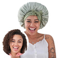 Daysunprexx Premium Silk Satin Sleep Bonnet – Hair Cap for Curly & Natural Hair, Anti-Frizz, Stay-On Night Bonnet for Women & Men – Green