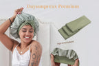 Daysunprexx Premium Silk Satin Sleep Bonnet – Hair Cap for Curly & Natural Hair, Anti-Frizz, Stay-On Night Bonnet for Women & Men – Green