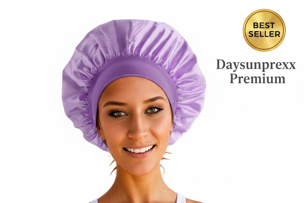 Daysunprexx Premium Wide-Brim Elastic Satin Hair Bonnet – Women’s Sleep Cap for Hair Protection, Anti-Frizz, Moisture Retention, Adjustable Beauty Headscarf
