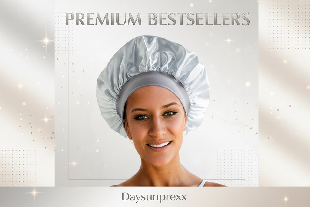 Daysunprexx Premium Wide-Brim Elastic Satin Hair Bonnet – Women’s Sleep Cap for Hair Protection, Anti-Frizz, Moisture Retention, Adjustable Beauty Headscarf