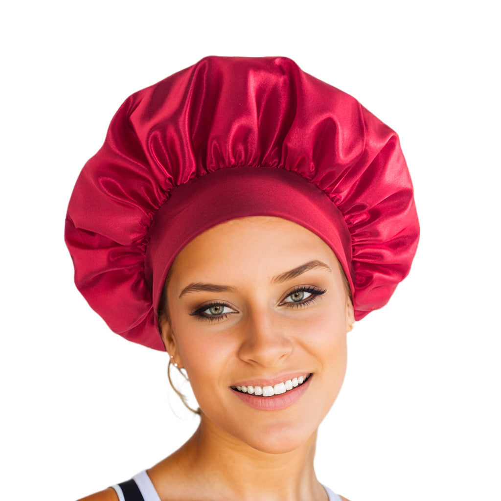 Daysunprexx Premium Wide-Brim Elastic Satin Hair Bonnet – Women’s Sleep Cap for Hair Protection, Anti-Frizz, Moisture Retention, Adjustable Beauty Headscarf
