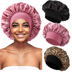 Daysunprexx Premium Wide-Brim Elastic Satin Hair Bonnet – Women’s Sleep Cap for Hair Protection, Anti-Frizz, Moisture Retention, Adjustable Beauty Headscarf